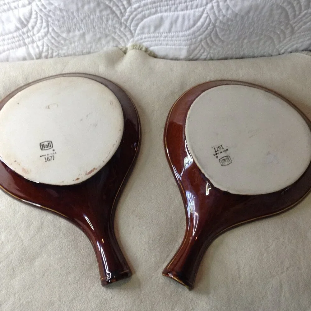 VTG Hall #1677(2) Stoneware Skillet Dishes; 12x8